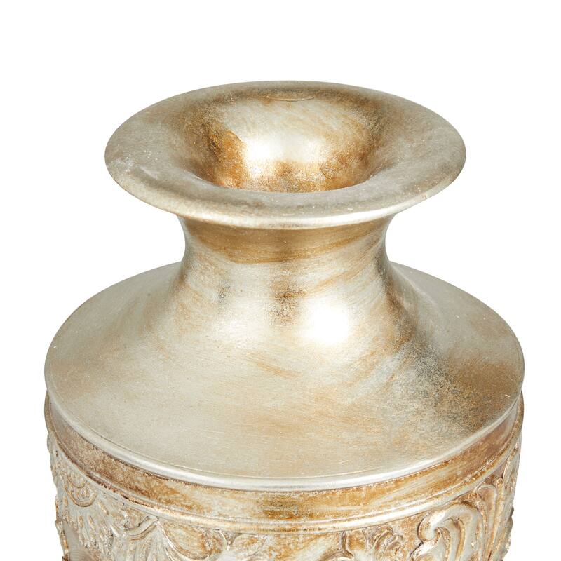 Gold Polystone Carved Decorative Vase