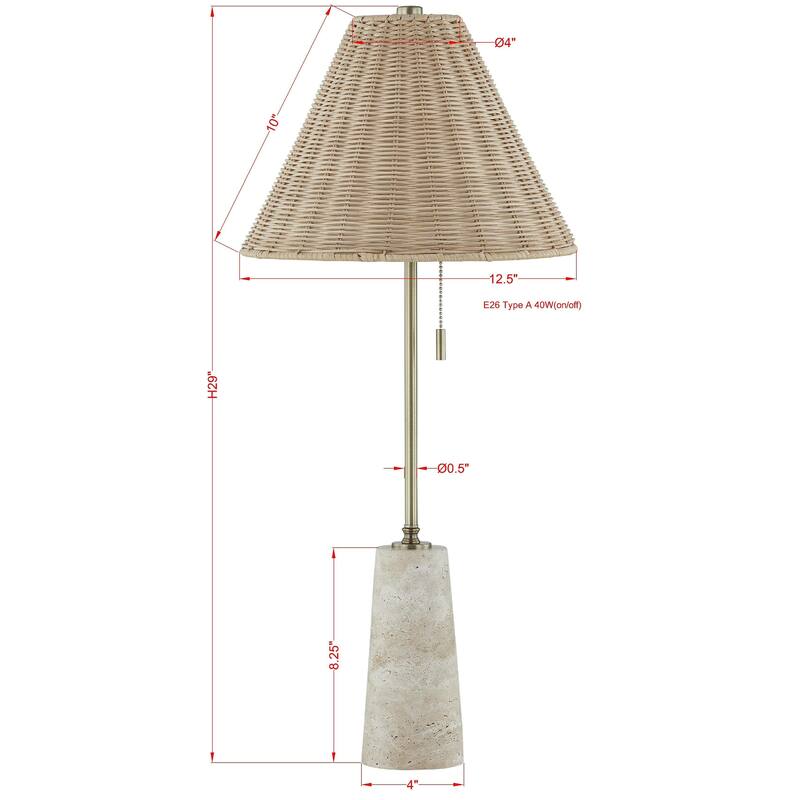 Lorraine 30" Buffet Lamp with Rattan Shade, Beige