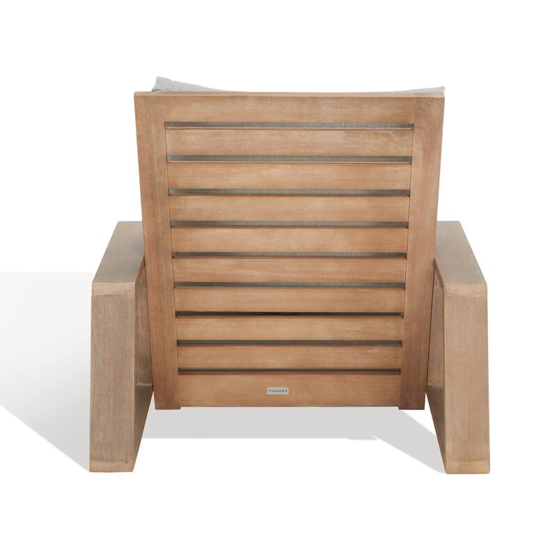 SAFAVIEH Couture Macy Wood Patio Chair - 36 In W x 42.5 In D x 30 In H - 36W x 43D x 30H