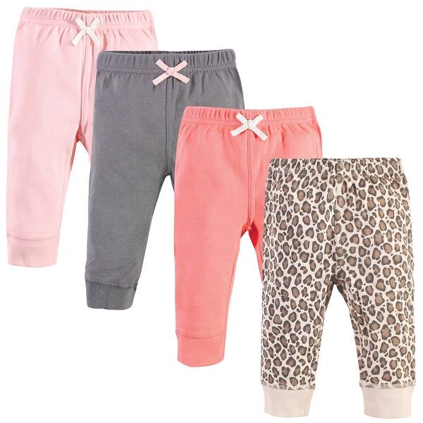slide 1 of 1, Touched by Nature Toddler Girl Organic Cotton Pants 4pk, Leopard Leopard - 2T