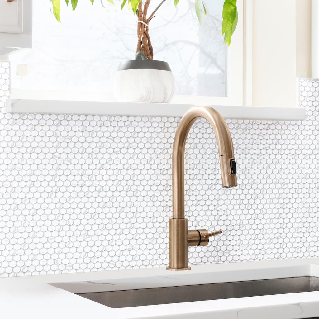 Merola Tile Carrione Penny Matte Carrara 9-3/4" x 11-1/2" Porcelain Mosaic Floor and Wall Tile