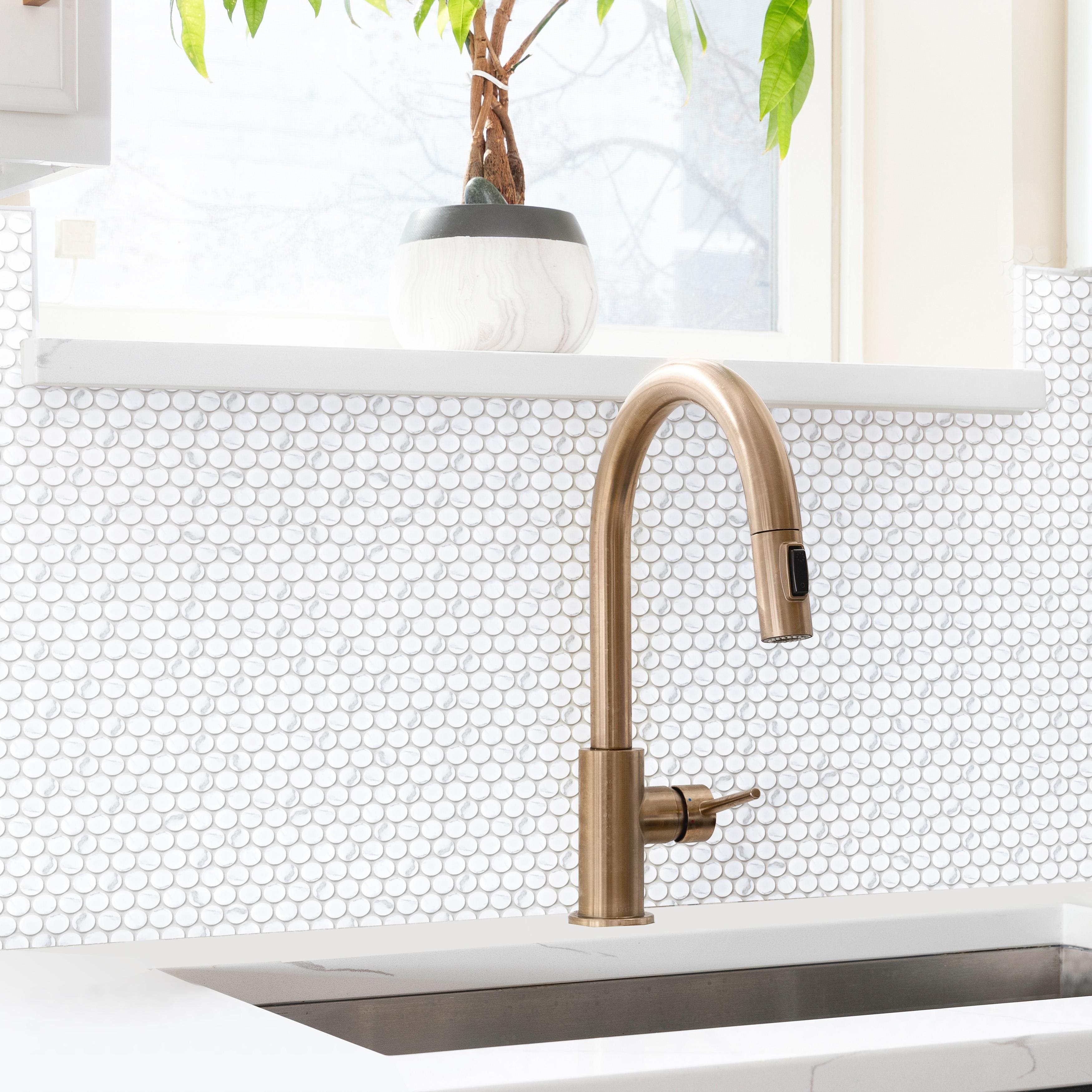 Merola Tile Carrione Penny Matte Carrara 9-3/4" x 11-1/2" Porcelain Mosaic Floor and Wall Tile