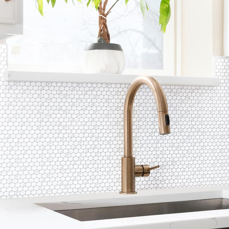 Merola Tile Carrione Penny Matte Carrara 9-3/4" x 11-1/2" Porcelain Mosaic Floor and Wall Tile - Case (10 Tiles)