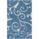 SAFAVIEH Florida Shag Shahin Scroll 1.2-inch Thick Textured Rug - 2'3" x 4' - Light Blue/Cream