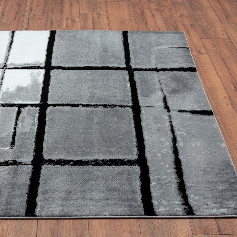 Luxe Weavers Abstract Geometric Grid Area Rug