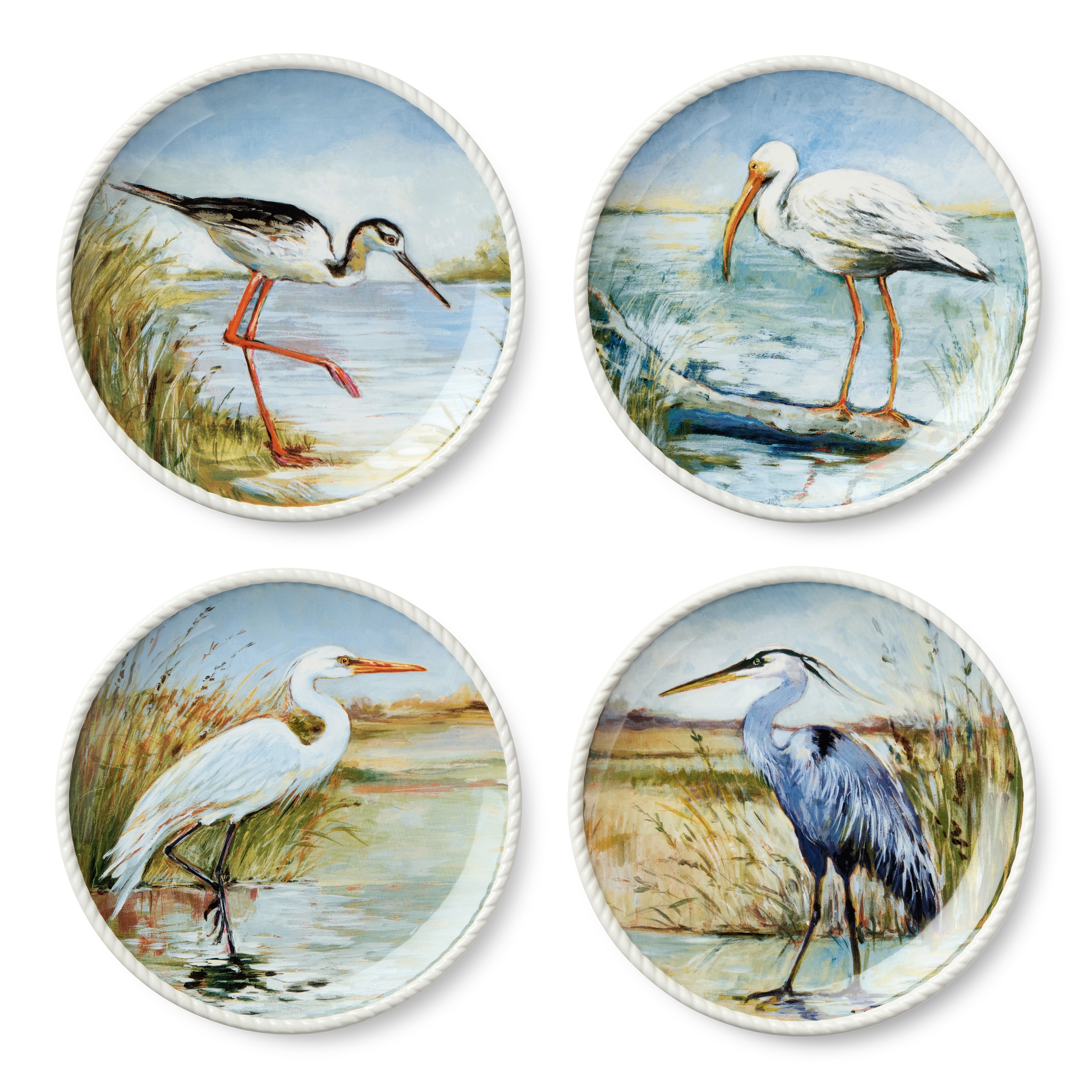 Certified International Coastal Birds 11" Dinner Plates, Set of 4 - 11.00"L x 11.00"W x 1.25"H