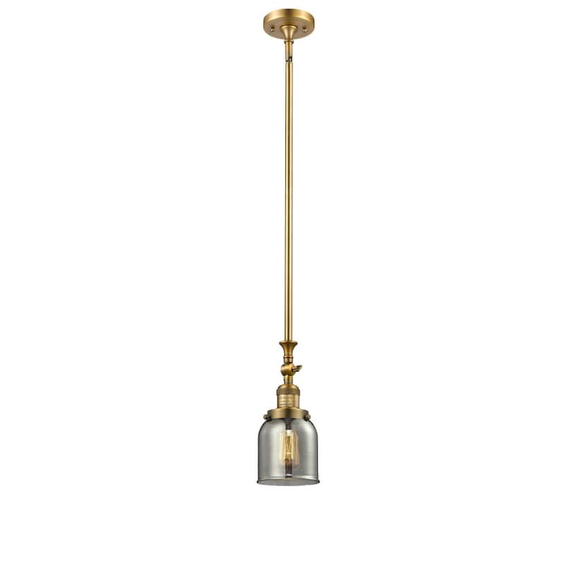 Innovations Lighting Small Bell 5" Wide Adjustable Mini Pendant - Brushed Brass / Smoked