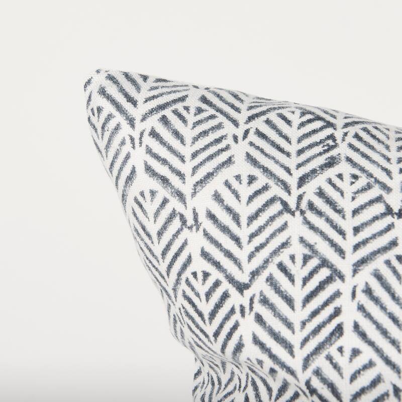 Jennelle Cream w/ Indigo Print Linen Square Decorative Pillow Cover