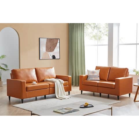 Sofa and Loveseat Sets PU Leather Upholstered Couch Furniture (2+3 Seat)