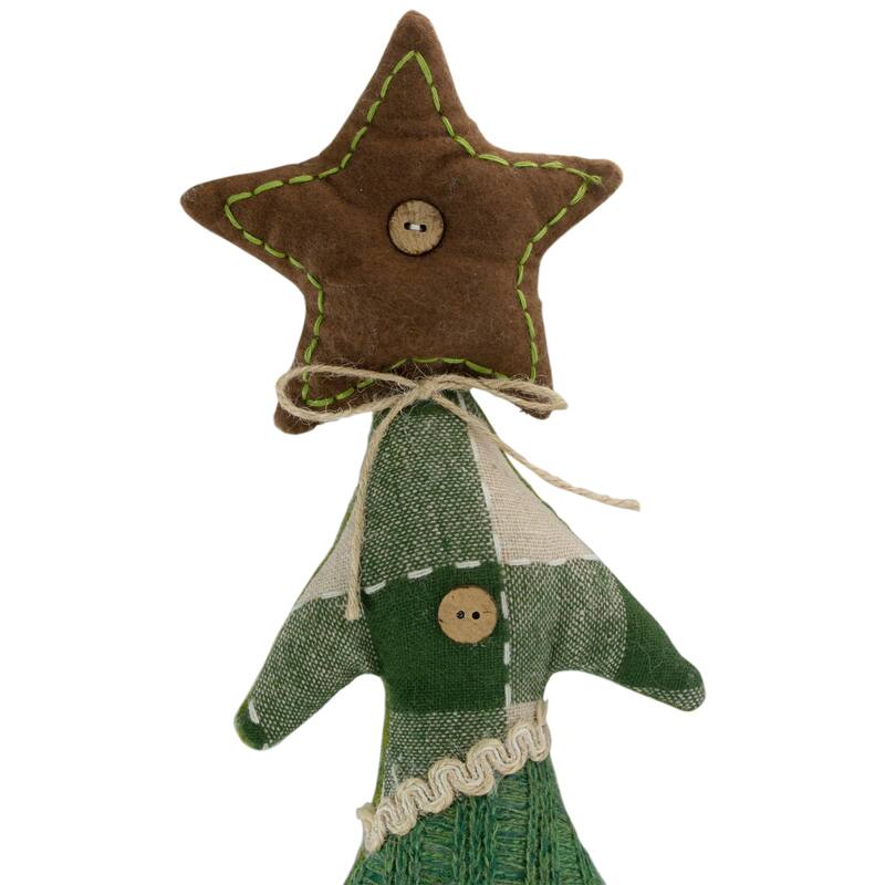 Country Buffalo Plaid Christmas Tree with Star Topper - 30" - Tan and Green