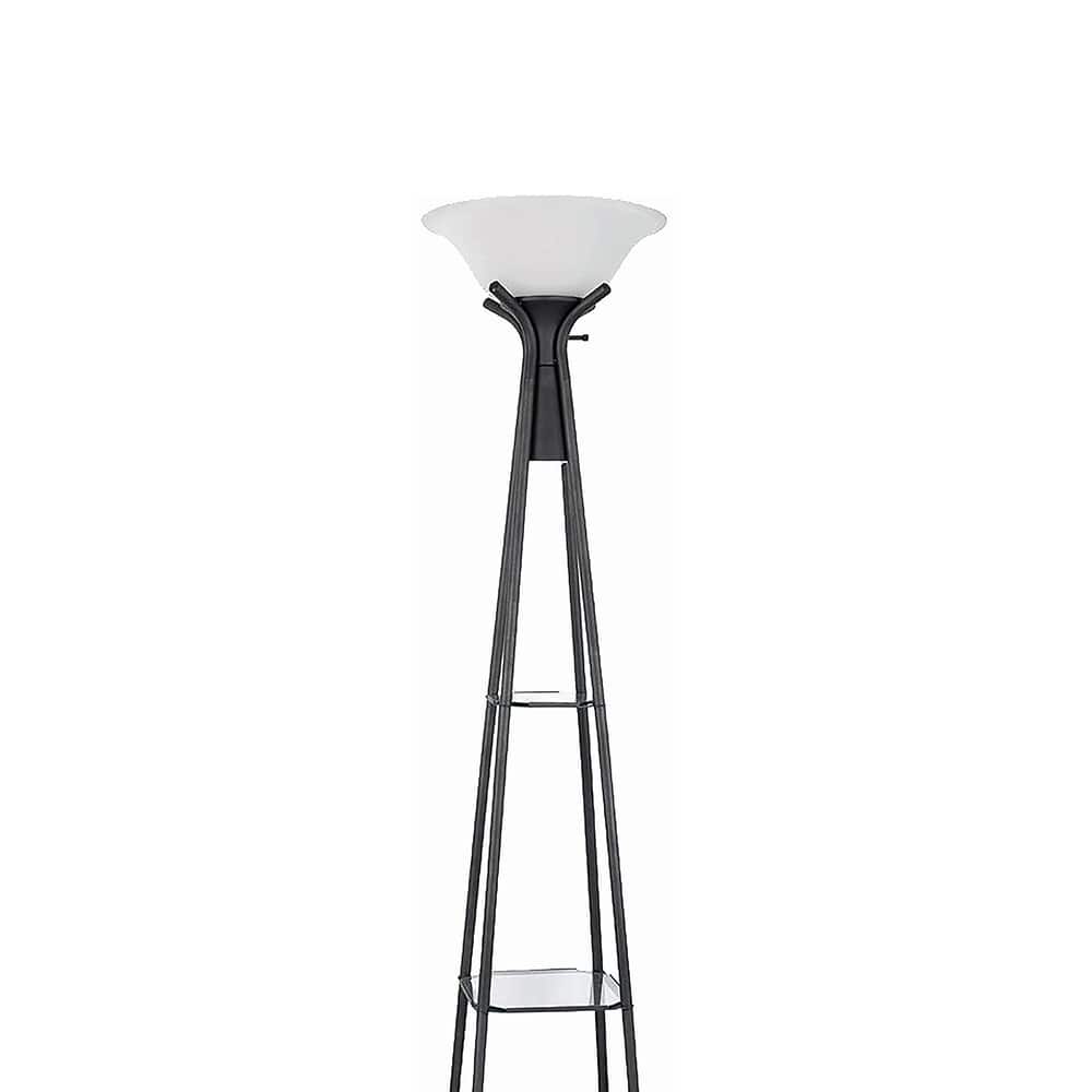 Sentinel Black 3-Shelf Frosted Torchiere Floor Lamp
