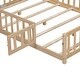 preview thumbnail 5 of 6, Beige Full Size Montessori Floor Platform Bed with Fence and Door for Kids, Made from Sturdy Wooden Bed Frame
