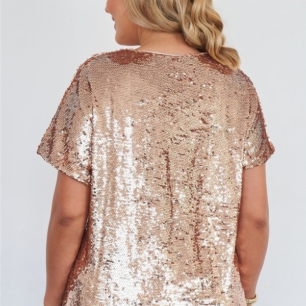 plus size gold sequin top