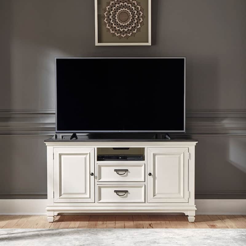 Allyson Park Wirebrushed White Charcoal 56 Inch TV Console - Wirebrushed White