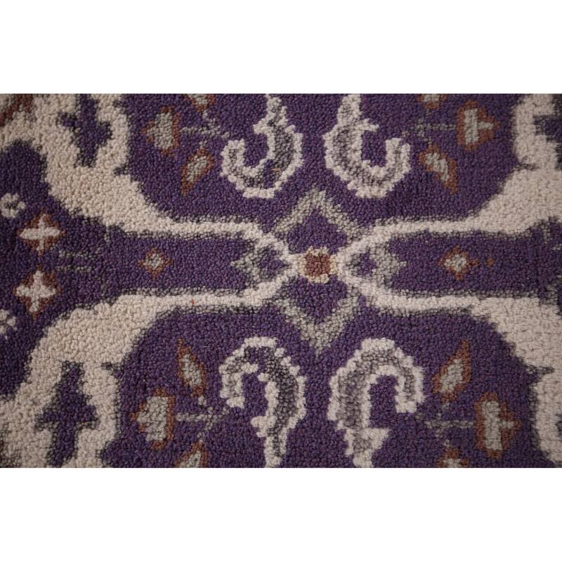 Purple Oushak Oriental Runner Rug Hand-Knotted Hallway Wool Carpet - 2'6"x 10'0"