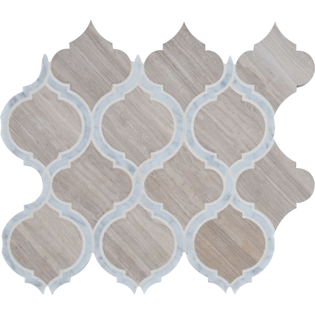 Ackland AKM-S-13X11LNH-CA 11" x 13" Marble Arabesque/Baroque Mosaic - Tivoli Sand