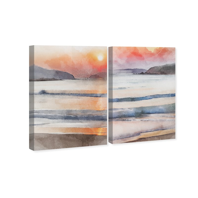 Wynwood Studio Canvas Nautical and Coastal Amber Sky SET Orange and Nautical & Coastal Wall Art Canvas Print