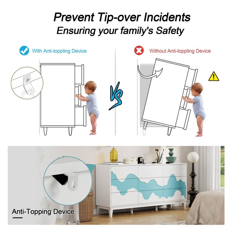 63" Wide 9 Drawer Dresser Dresser Storage Cabinet