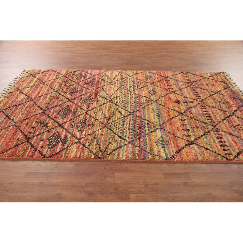 Trellis Moroccan Oriental Area Rug Hand-Knotted Wool Carpet - 5'1" x 9'0"