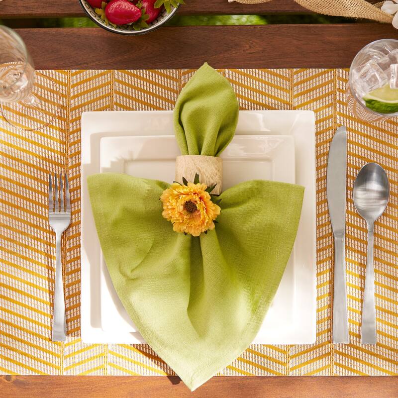 DII Antique Green Textured Twill Weave Placemat 6 Piece