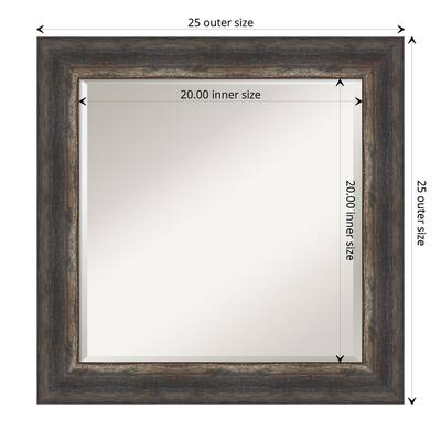 Beveled Bathroom Wall Mirror - Bark Rustic Char Frame