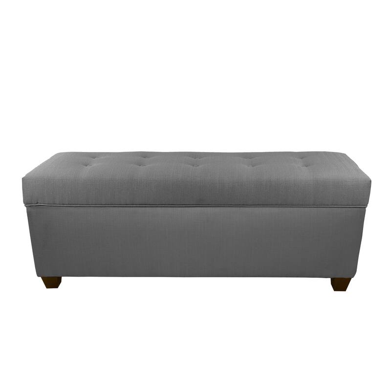 Sole Secret Button Tufted Linen Storage Bench - Grey