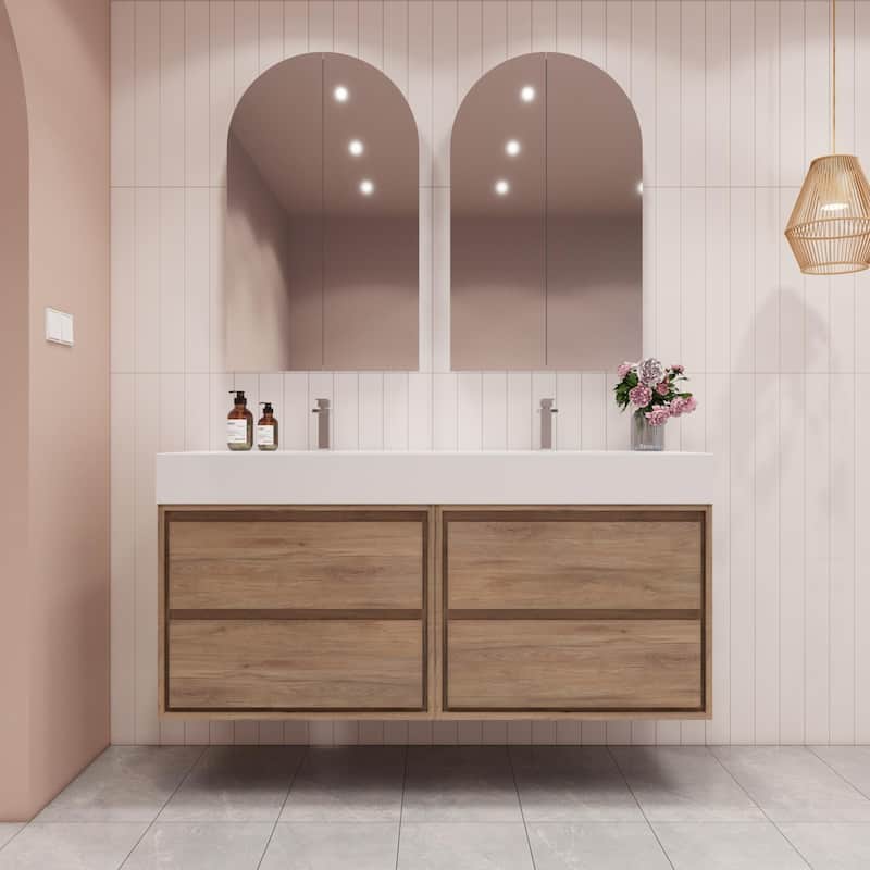 Victoria 60" Wall Mounted Vanity with Double Acrylic Sink (60DD)