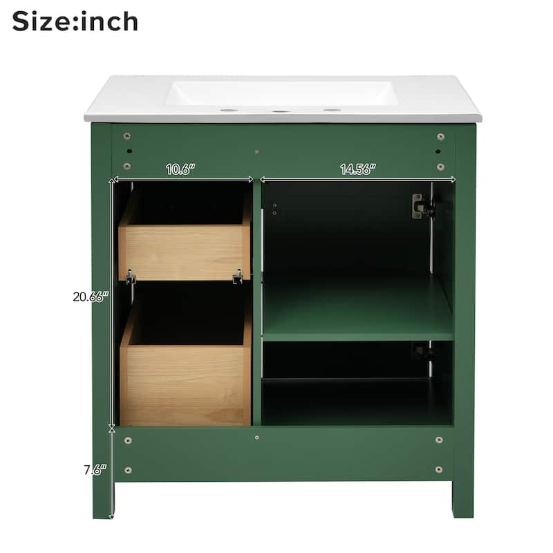 30" Bathroom Vanity with Ceramic Sink and Ample Storage - Ideal Choice for Small Bathrooms