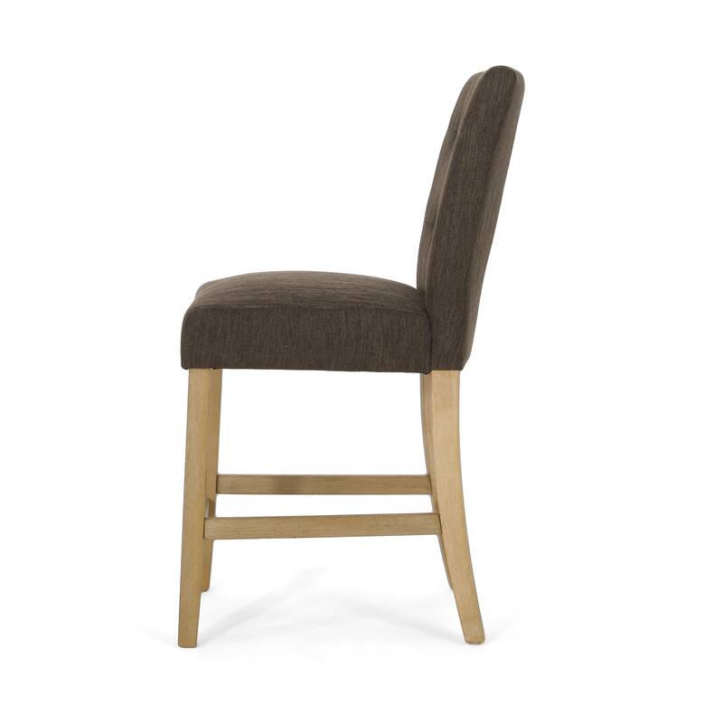 26 Inch Fabric Button Tufted Counter Stools, Set of 2