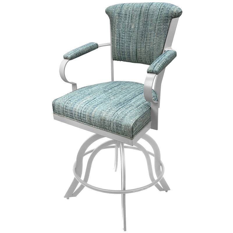 Miami Counter 26" or Bar 30" Metal Bar Stool on A Base - Watusi Aquatint - White - Counter Height