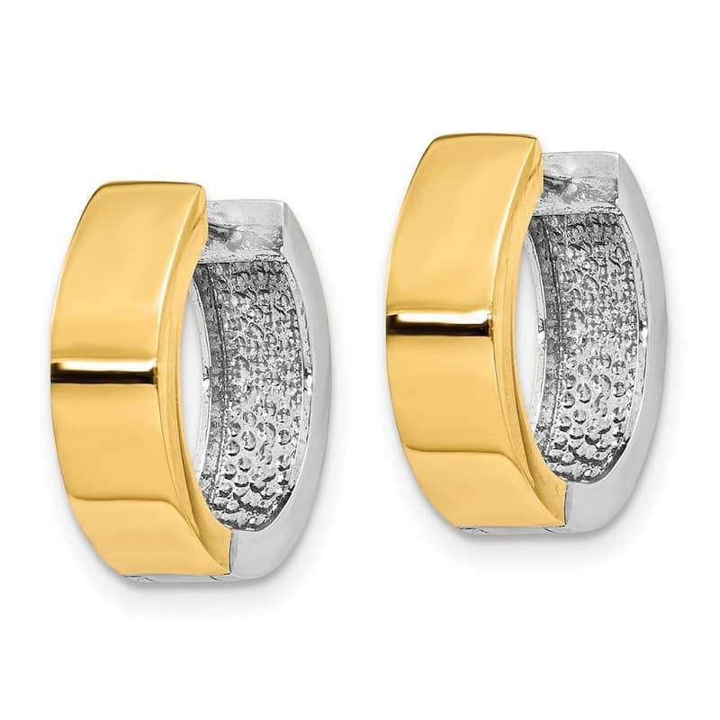 Curata 14K Two Tone Gold Hinged Hoop Earrings - 11x4.5mm