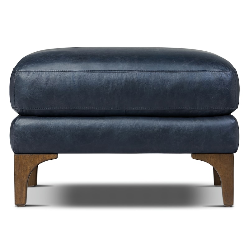 Poly & Bark Sorrento Ottoman - Full Grain Genuine Italian Leather - Nightfall Blue