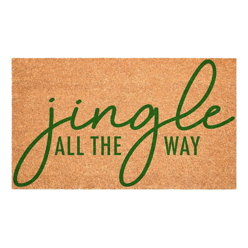 HomeRoots 24" X 36" Brown And Green Christmas Outdoor Coir Door Mat - 24.00' X '36.00