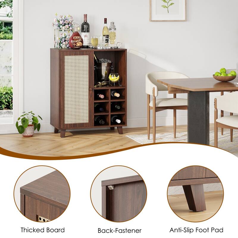 Sideboard Cabinet with Storage, 34 Inch Wine Bar Cabinet with Wine Racks, Buffet Cabinets for Home, Living Room