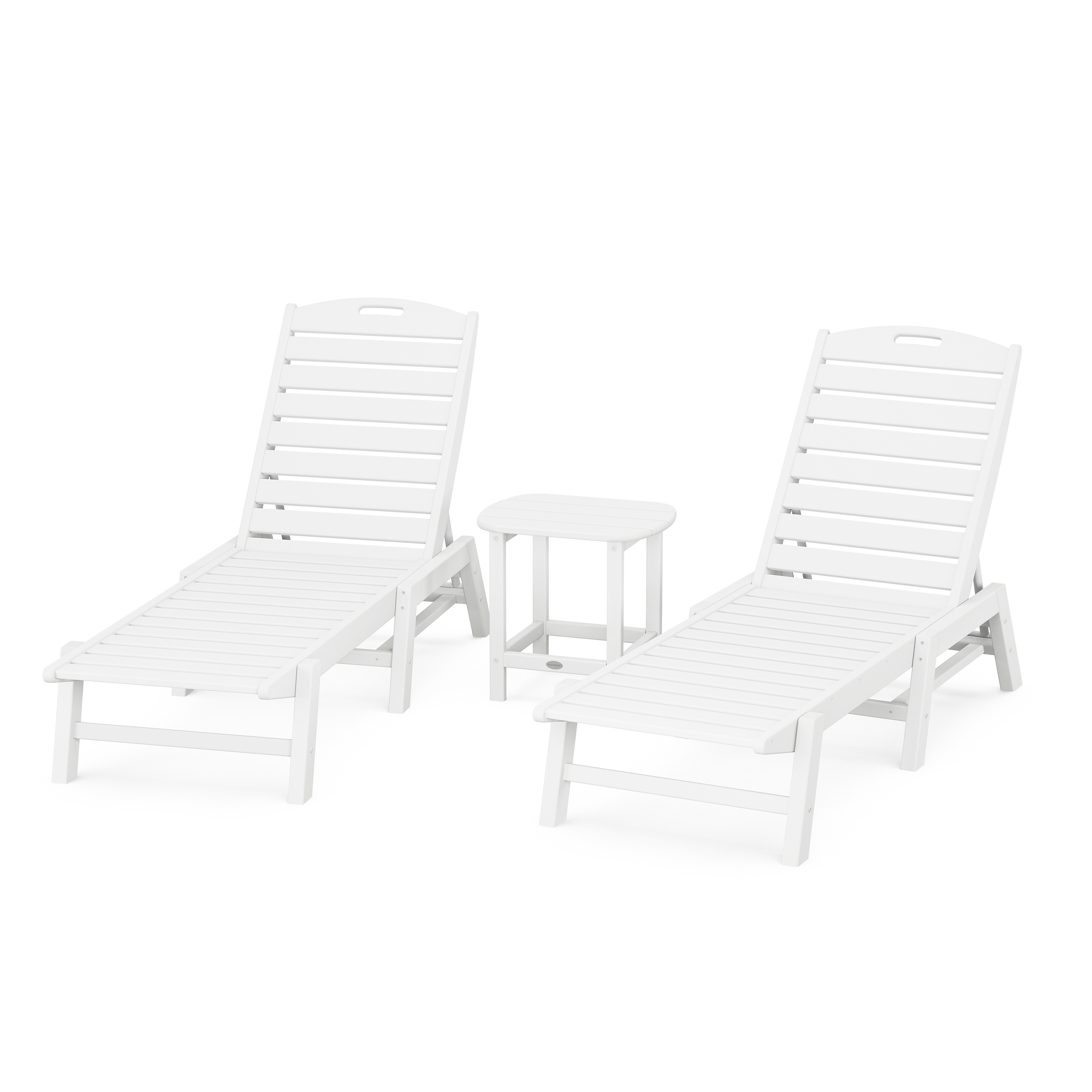 POLYWOOD Nautical 3 Piece Chaise Lounge Set with South Beach 18