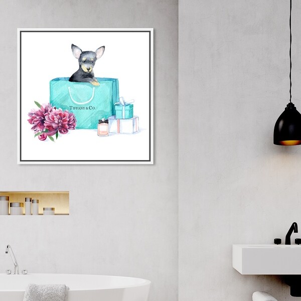 Oliver Gal 'acqua chic chihuahua' Animals Wall Art Framed