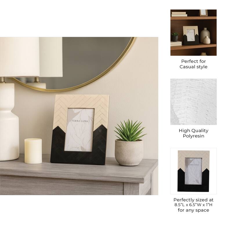 Resin Herringbone 2-Tone Photo Frame - Ivory