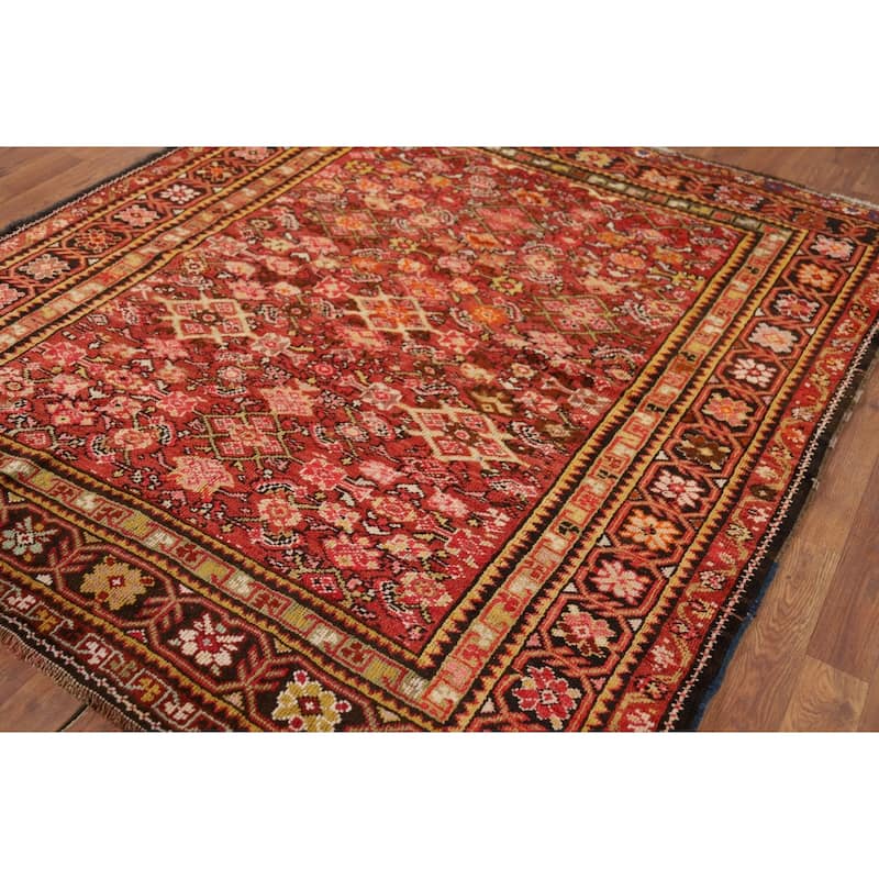 Vegetable Dye Sultanabad Antique Persian Square Wool Carpet - 5'3" x 5'10"