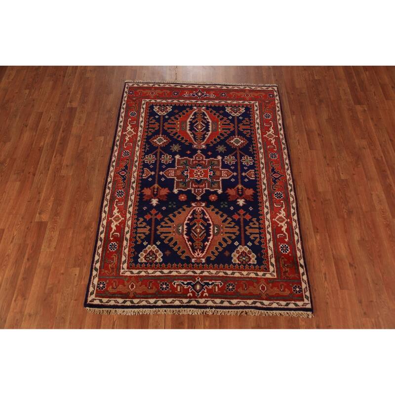 Orange Khottan Oriental Accent Rug Hand-Knotted Wool Carpet - 4'1"x 5'10"