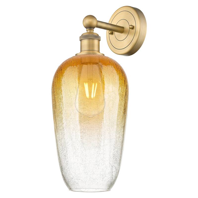 Innovations Lighting 616-1W-18-7 Brookhaven Flute Sconce Brookhaven - Brushed Brass / Amber