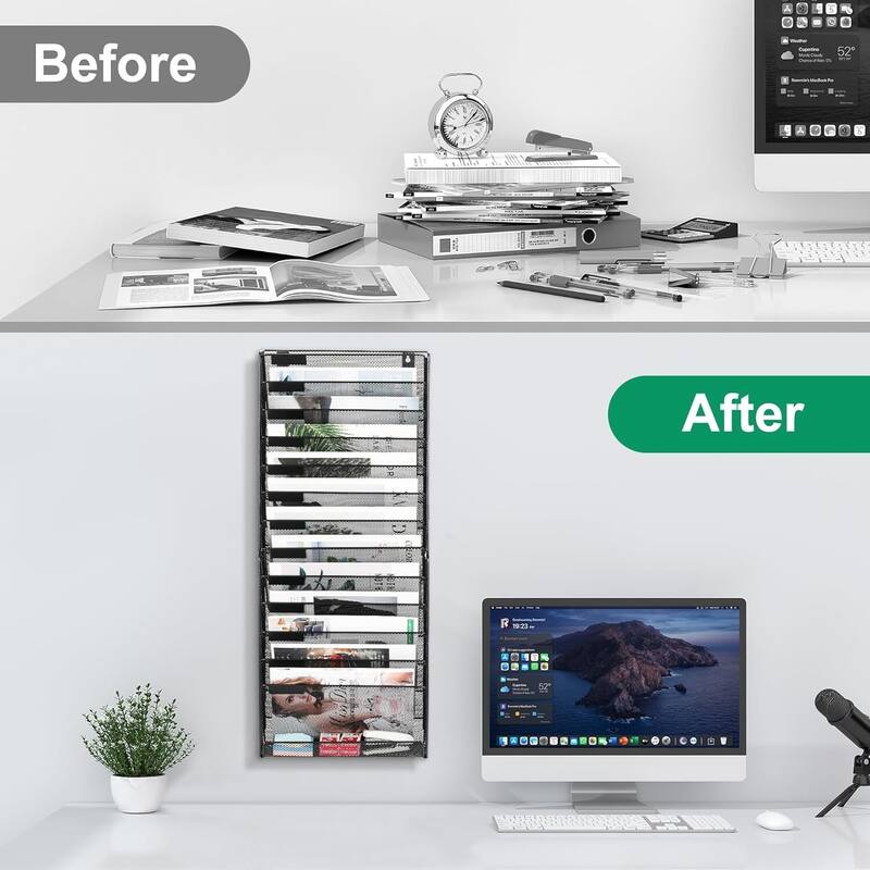 Hanging Wall File Holder, Paper Storage Organizer