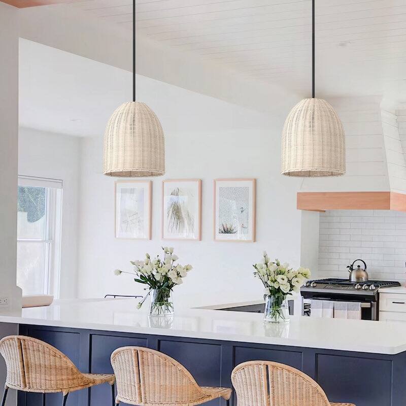 Acroma 1-light Farmhouse Rattan Kitchen Island Pendant - 12