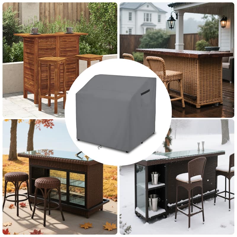 Outdoor Bar Cover, Heavy Duty 500D Waterproof Patio Bar Set Cover for Rectangular 41" Long Bar Height - 41"x38"x40"