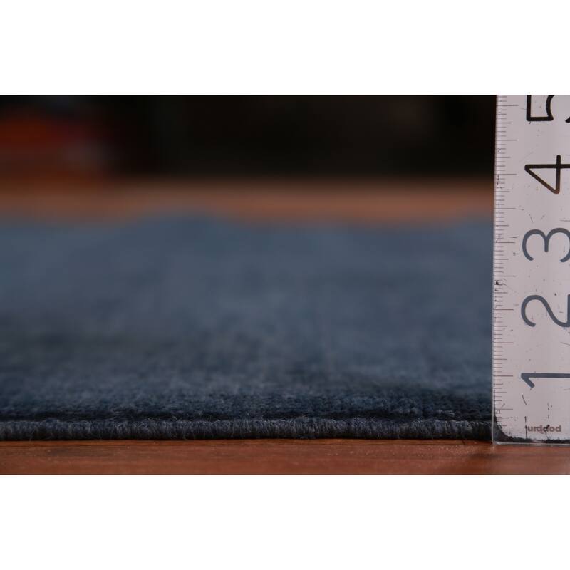 Hand Knotted Oriental 100% Wool Carpet Modern Solid Navy Blue & Blues Gabbeh Area Rug - 10' 0'' X 5' 3''