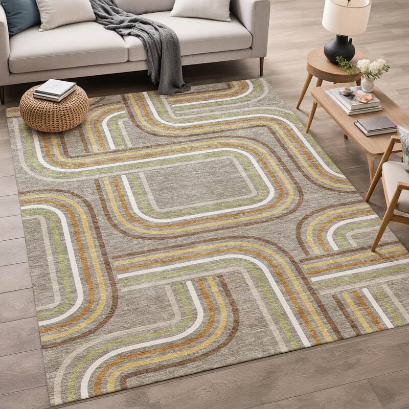 Machine Washable Indoor/ Outdoor Modern Leawood Chantille Rug