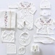 preview thumbnail 1 of 4, Newborn Baby Girl Outfit Set - Flower Embroidered Layette & Lace Details White