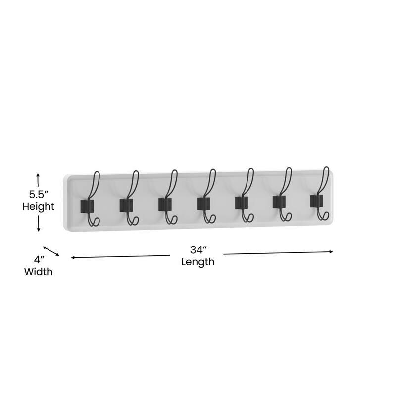 Wall Mounted Storage Rack with 7 Hooks