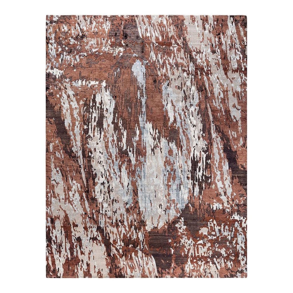 Ikat One-of-a-Kind Hand-Knotted Area Rug - Brown, 9' 2" x 12' 0" - 9' 2" x 12' 0"