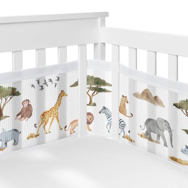 Jungle Animals Boy Girl Gender Neutral Sweet Jojo Designs + BreathableBaby Breathable Mesh Crib Liner Green Boho