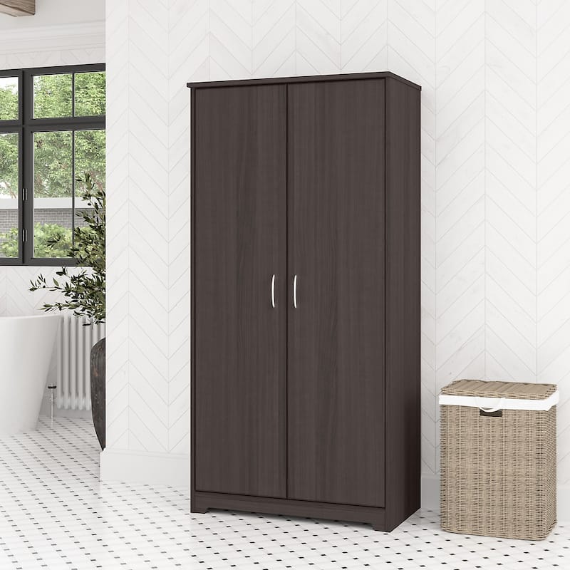 Cabot Tall Bathroom Storage Cabinet with Doors by Bush Furniture - Heather Gray